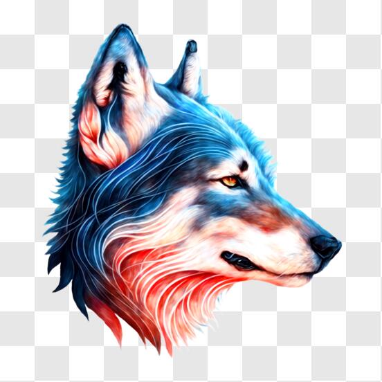 Download stunning wolf with unique color pattern png online