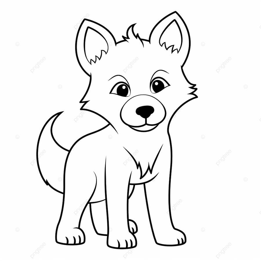 Cute wolf coloring pages easy printable wolf coloring basic simple cute cartoon wolf outline isolated on white background png transparent image and clipart for free download