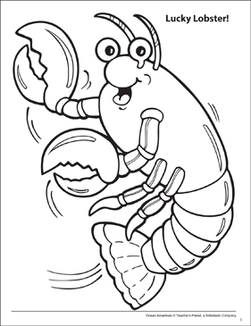 Lucky lobster ocean adventure coloring page printable coloring pages