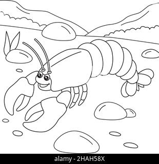 Lobster coloring page for kids stock vector image art