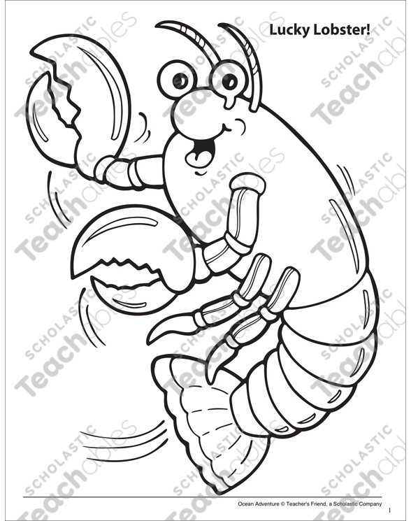 Lucky lobster ocean adventure coloring page printable coloring pages