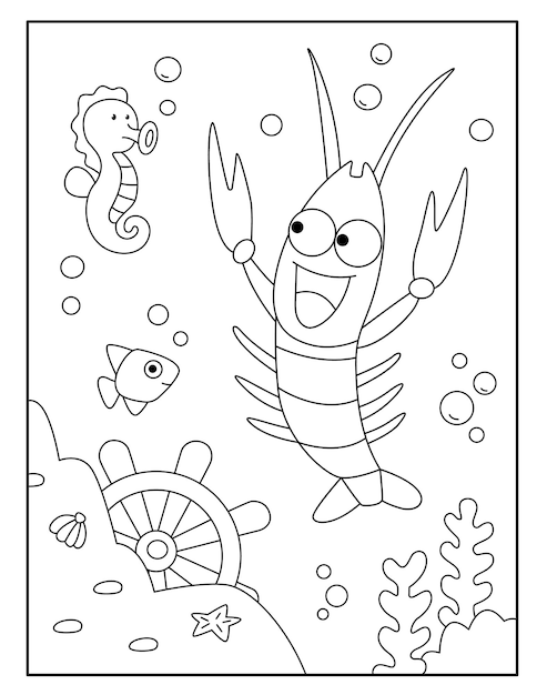 Premium vector lobster coloring pages for kids