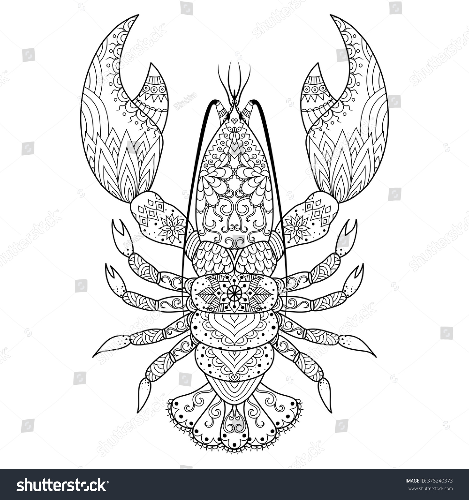 Lobster line art design coloring book stock vector royalty free