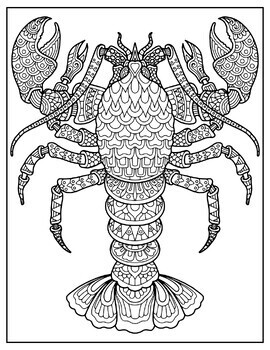 Lobster zentangle coloring pages zen doodle coloring sheets may summer activity