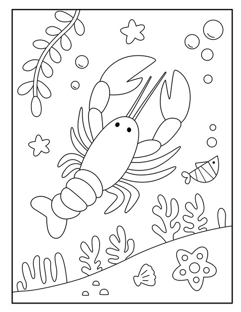 Premium vector lobster coloring pages for kids