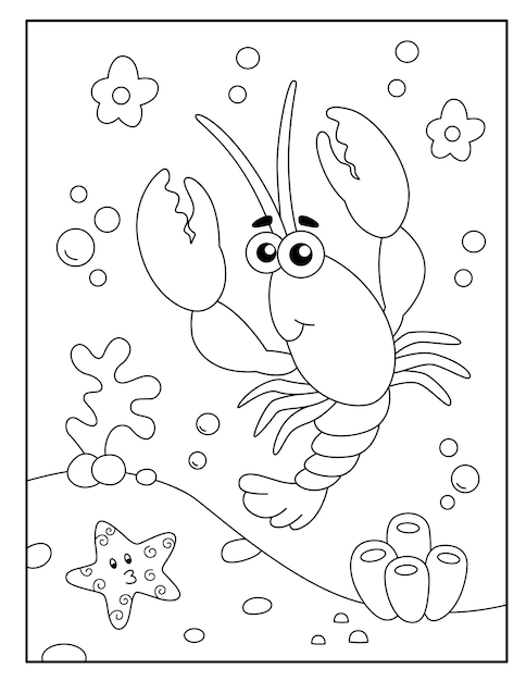 Premium vector lobster coloring pages for kids