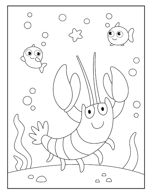 Premium vector lobster coloring pages for kids
