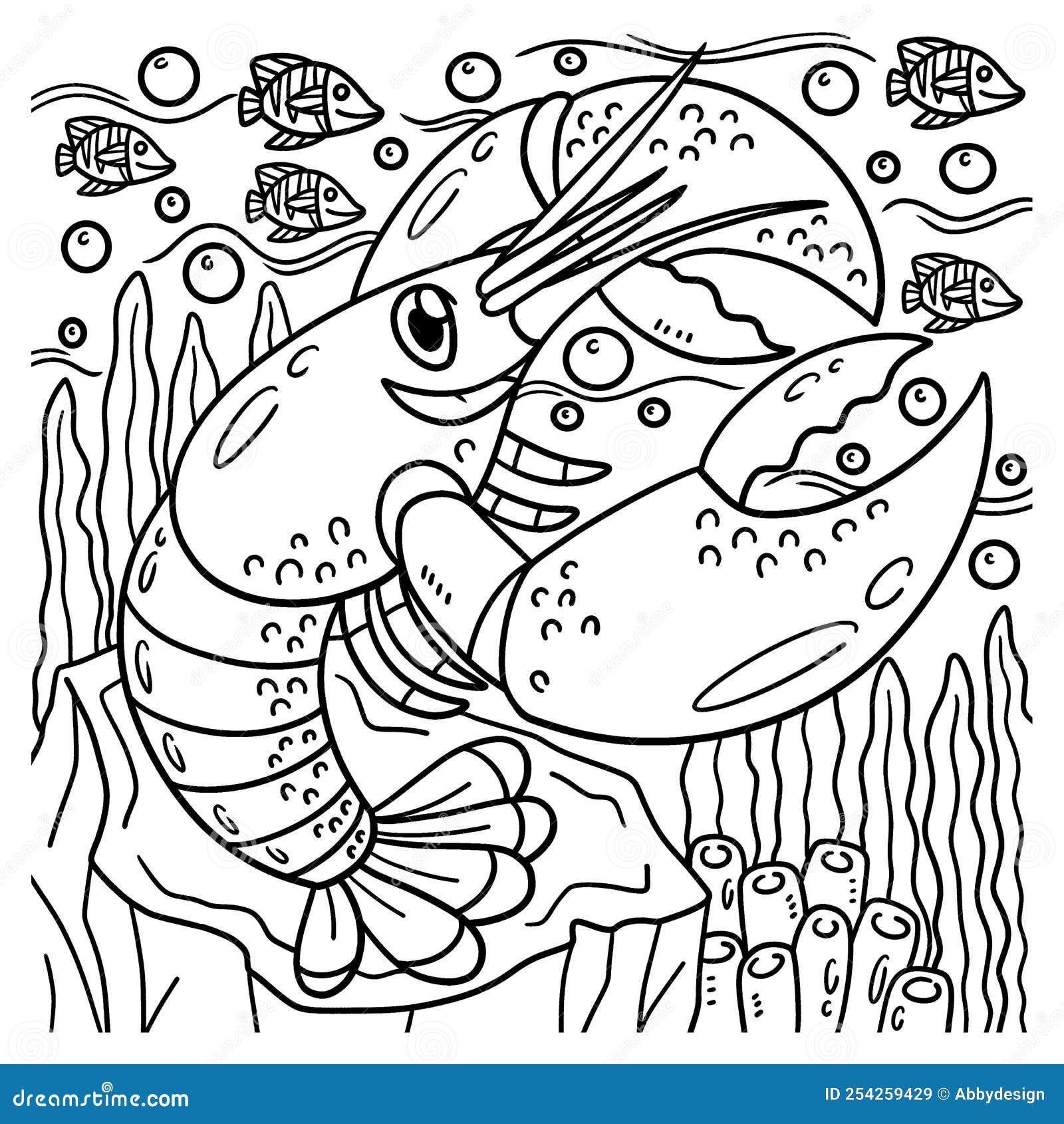 Lobster coloring page for kids stock vector