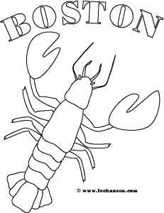 Boston coloring page lobster picture with bubble letters