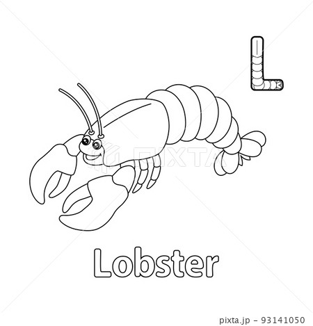 Lobster alphabet abc coloring page l