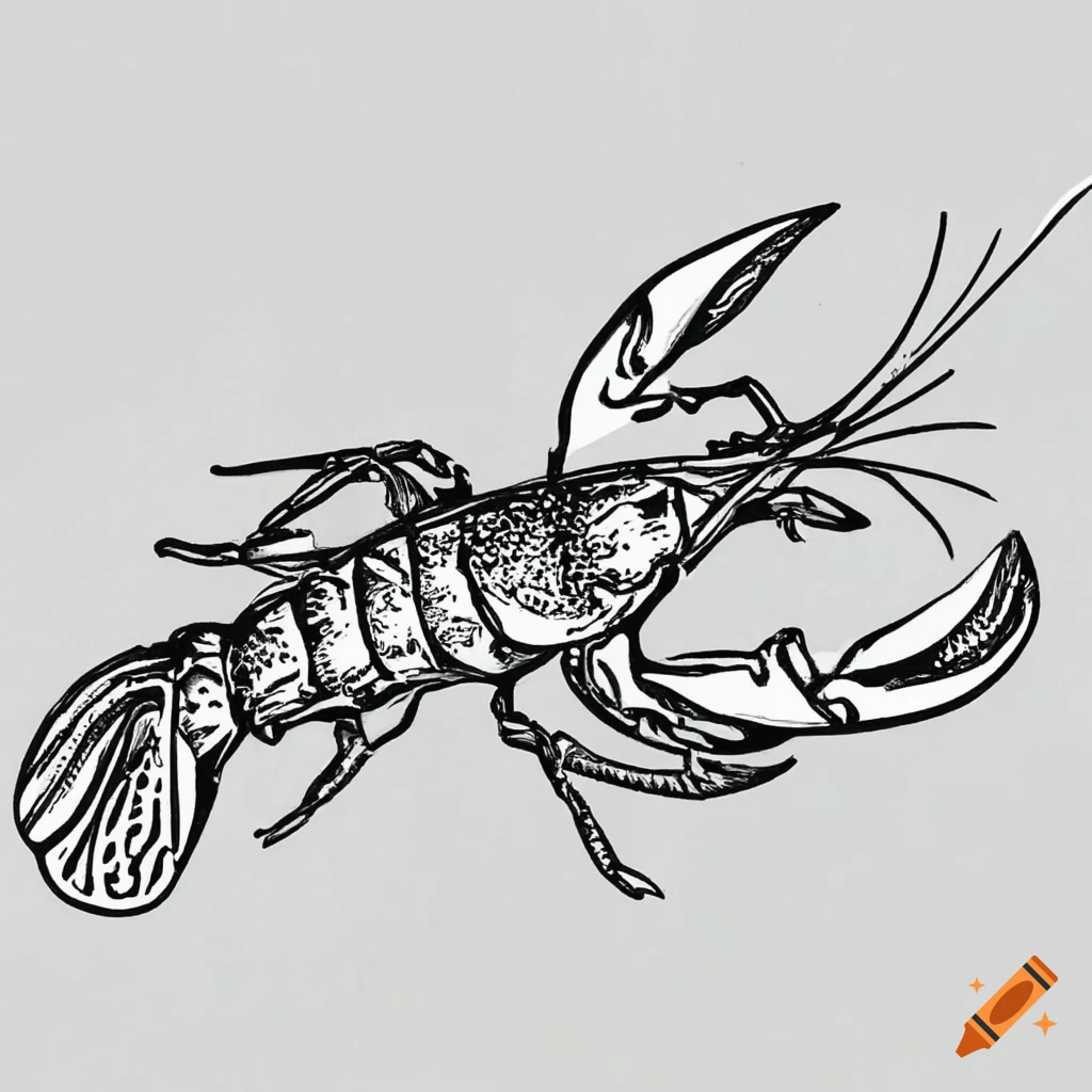 Bw outline art coloring book page lobster coloring pages full white white background whole body sketch style white background only use outline cartoon style line art coloring book clean line art white