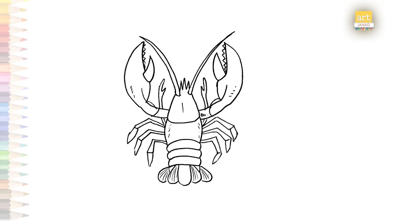 Lobster drawing ocean fish drawing videos how to draw a lobster step by step artjanag