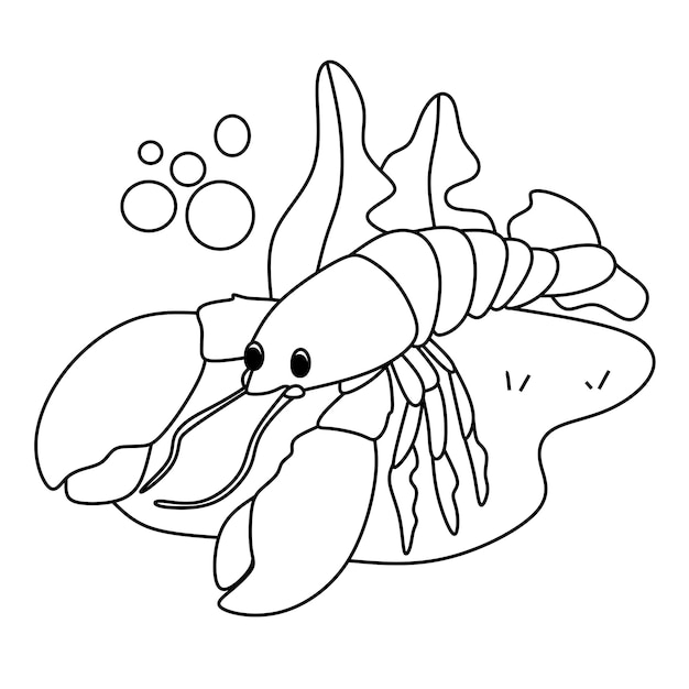 Premium vector coloring page alphabets animal cartoon lobster