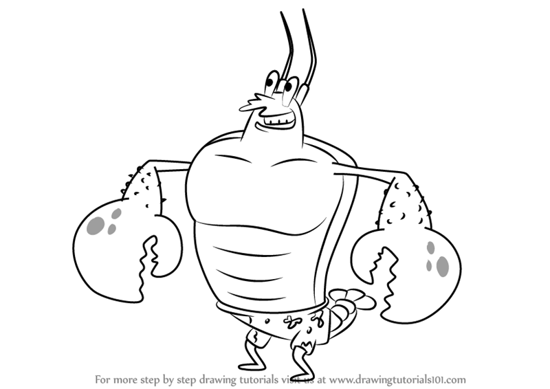 How to draw larry the lobster from spongebob squarepants spongebob squarepants step by step