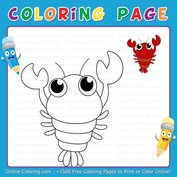 Cartoon lobster free online coloring page