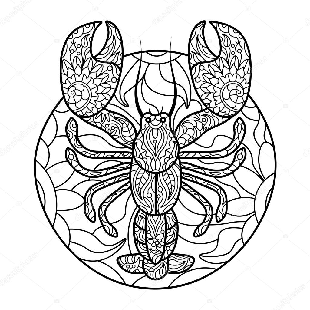 Lobster coloring book for adults vector stock vector by alexanderpokusay