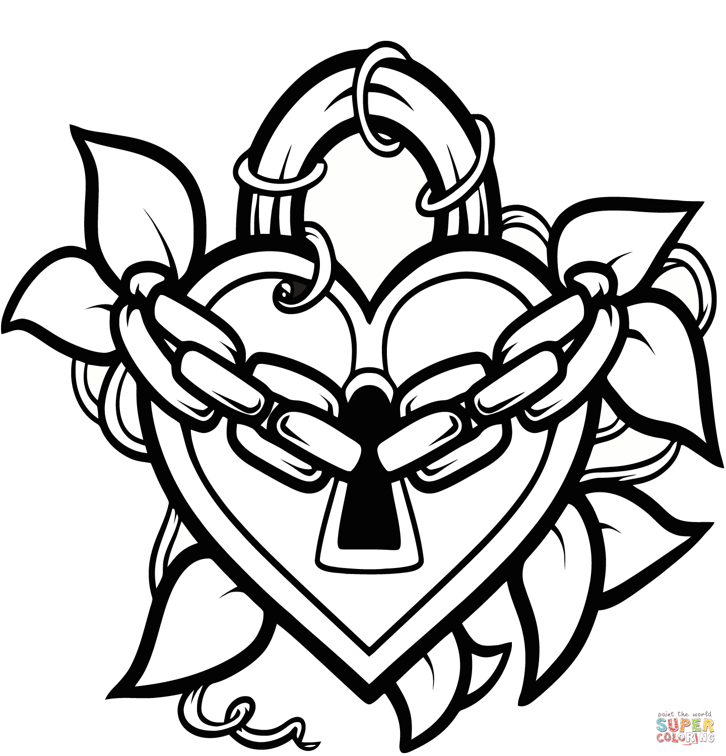 Locked heart coloring page free printable coloring pages