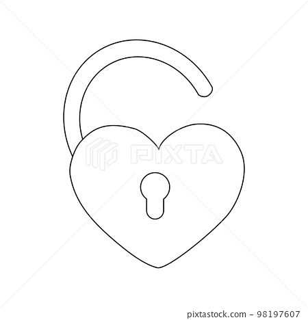 Unlocked heart shaped lock design element for