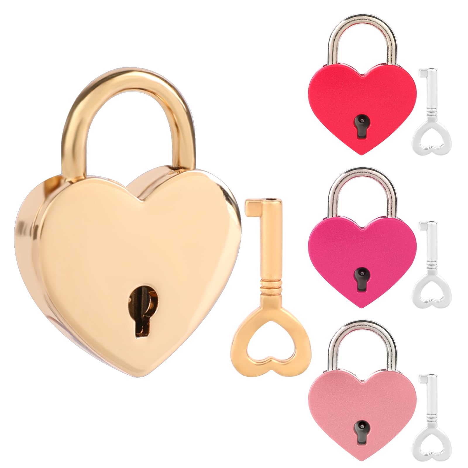 Pcs small metal heart shaped padlock luggage lock with keys diary lock and key set for diary book jewelry storage box locker decor valentine gift color