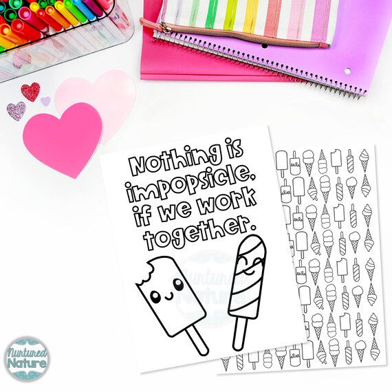 Ice cream coloring pages printable for kids valentines day coloring page set valentine ice cream party class party valentines