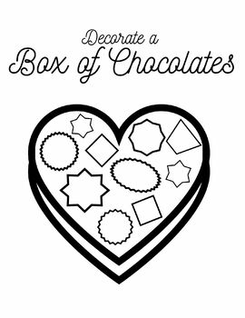 Valentines day coloring decorate a chocolate box card candy heart lollipop