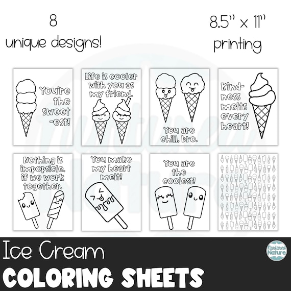 Ice cream coloring pages printable for kids valentines day coloring page set valentine ice cream party class party valentines