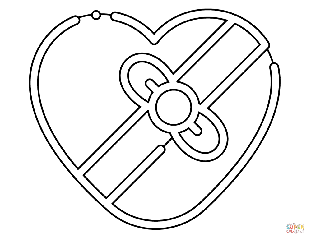 Valentines day heart gift box coloring page free printable coloring pages