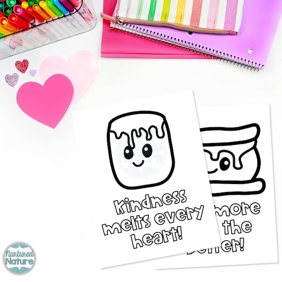 Coloring pages printable for kids valentine smore valentines day coloring page set class party valentines