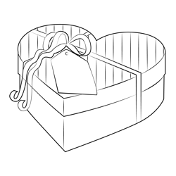 Valentines gift box coloring page for kids