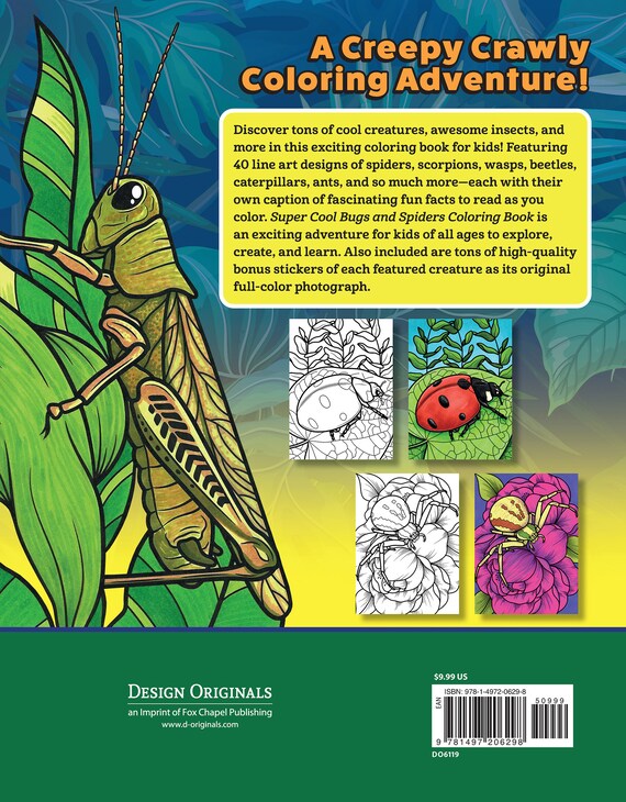 Coloring book for kids super cool bugs and spiders gift for kids nature color and learn black widow paperback pages