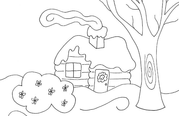 Log cabin coloring page â wee folk art