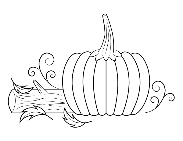 Printable pumpkin and log coloring page