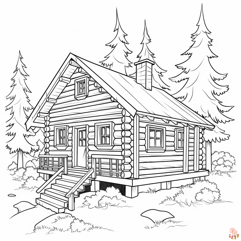 Printable cabin coloring pages free for kids and adults