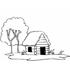 Log cabin coloring page