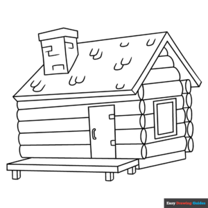 Log cabin coloring page easy drawing guides