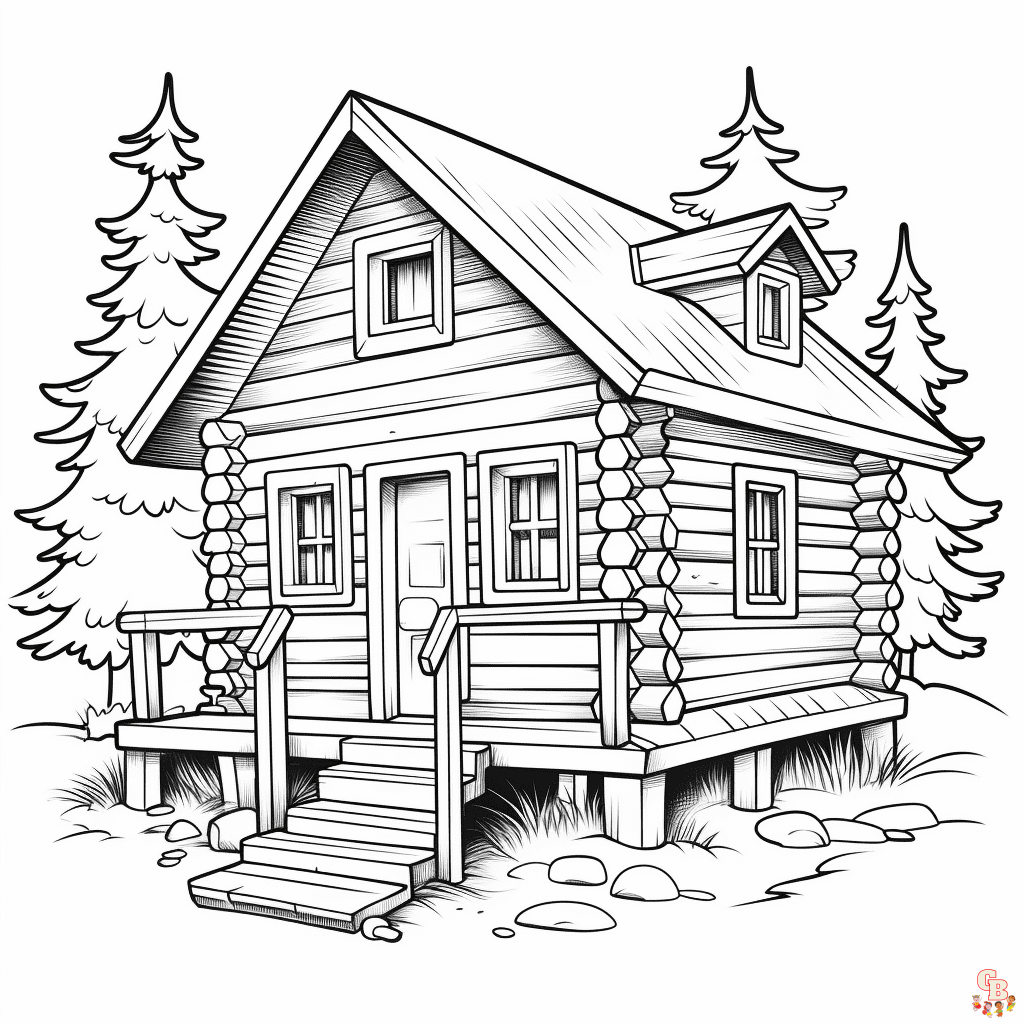 Printable cabin coloring pages free for kids and adults