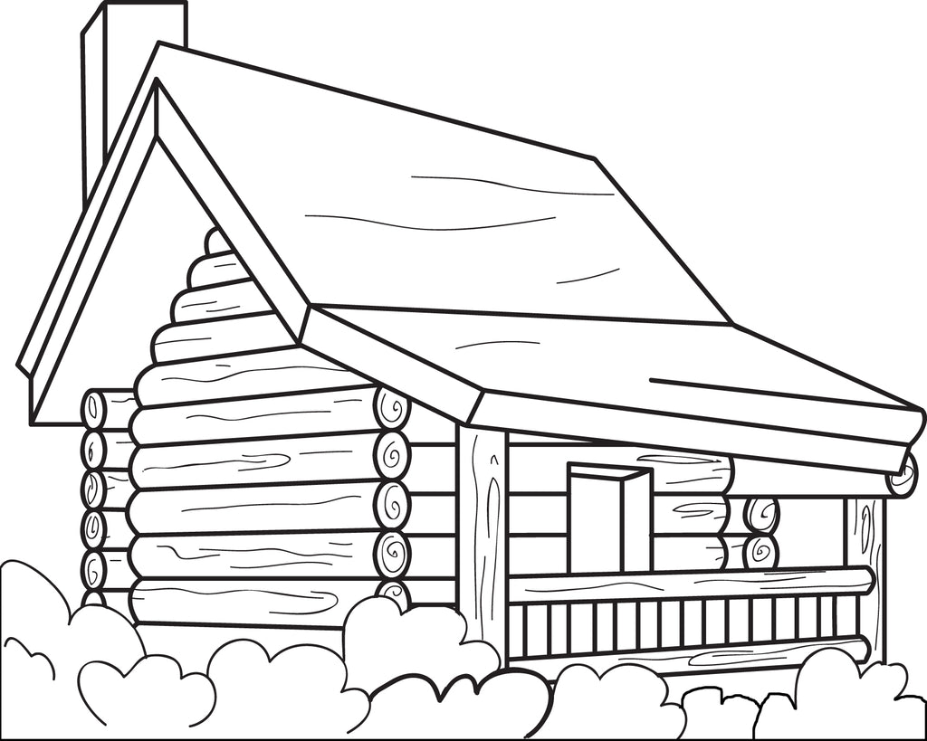 Printable log cabin coloring page for kids â