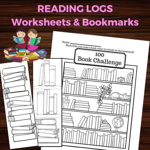 Reading logs bookshelf coloring pages bookmarks by makers n shakers