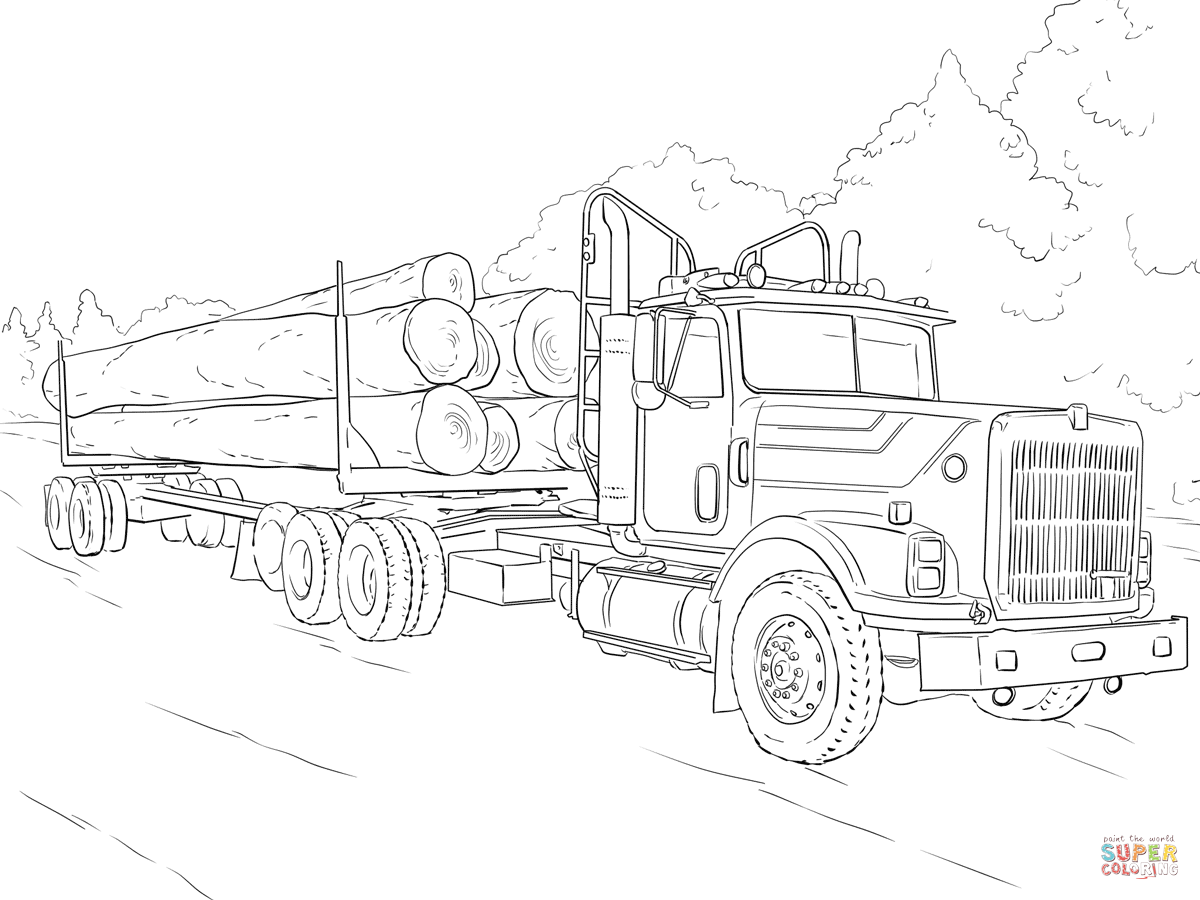 Log truck coloring page free printable coloring pages