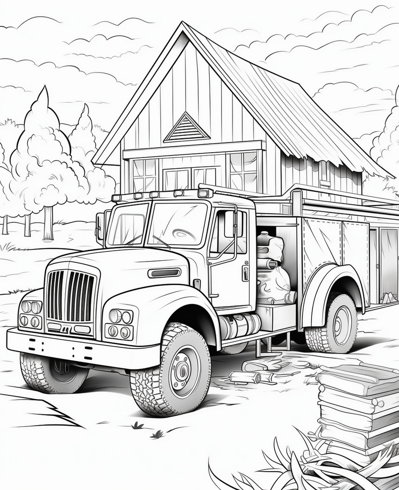 Fire trucks coloring pages in premium quality by coloringbooksart on