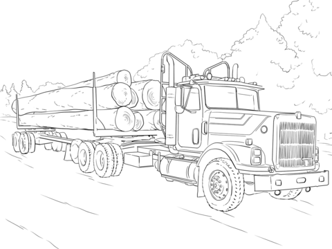 Log truck coloring page free printable coloring pages