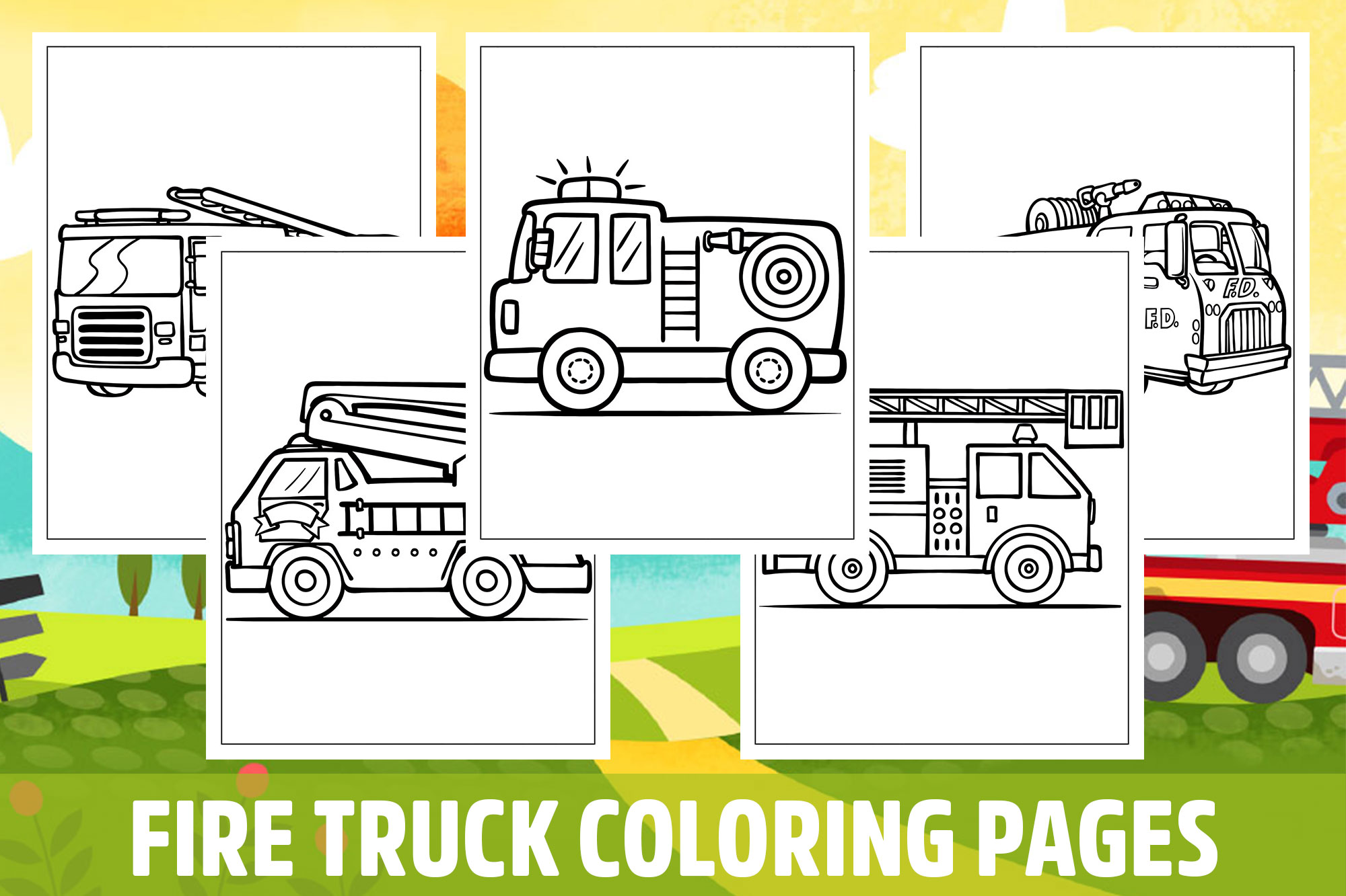 Fire truck coloring pages for kids girls boys teens birthday school activity made by teachers