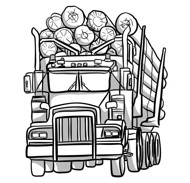 Logging truck full load stock illustration