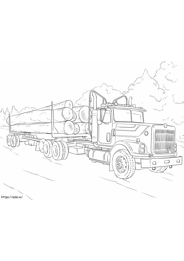 Log truck coloring page