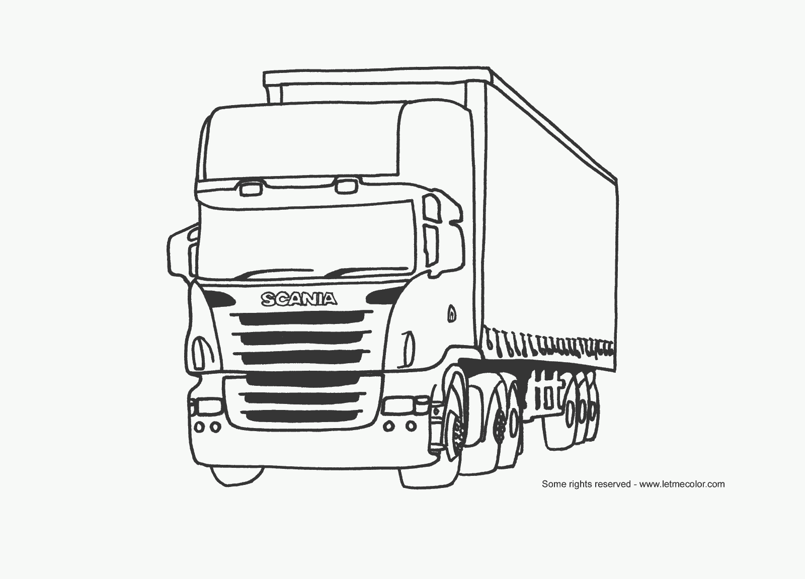 Coloring page of a scania truck