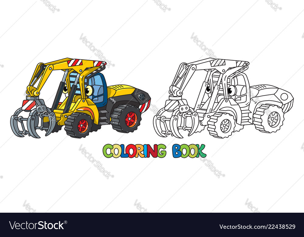 Funny log handler car with eyes coloring book vector image