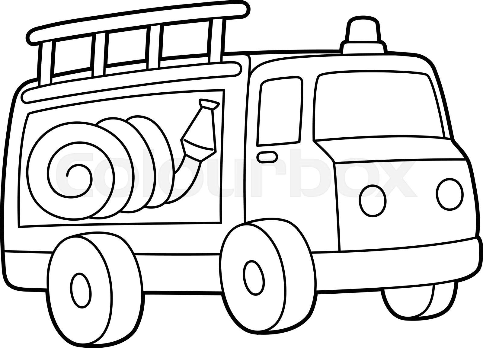 Fire truck coloring page isolated for kids stock vector