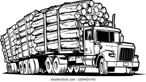 Logging truck vector illustration isolated on stock vector royalty free