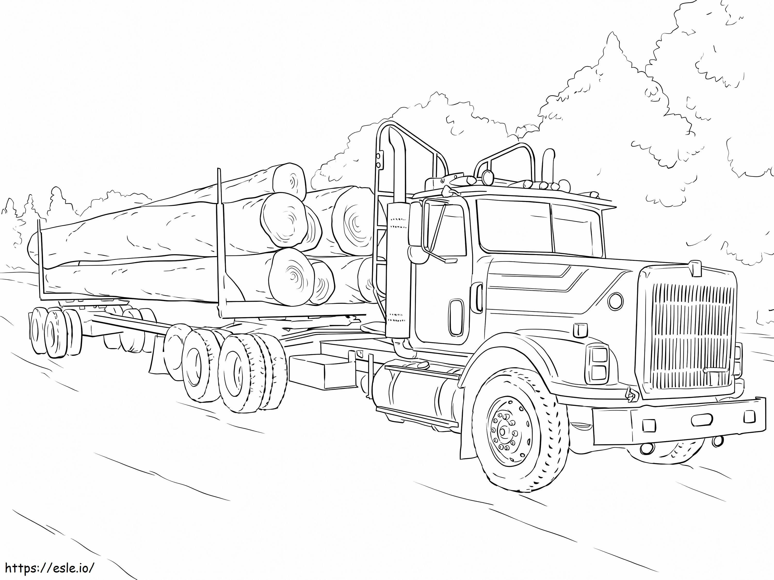 Log truck coloring page