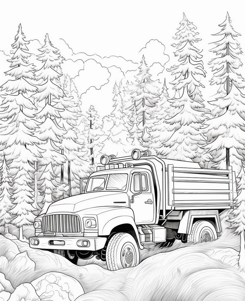 Fire trucks coloring pages in premium quality by coloringbooksart on
